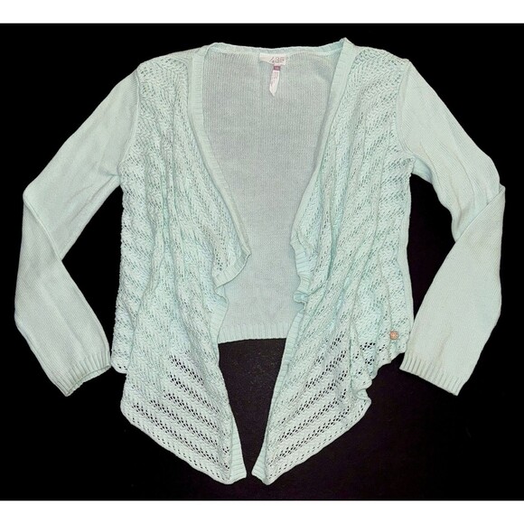 Matilda Jane Hello Lovely Gilded Girl waterfall cardigan sweater aqua blue 12 14 - Picture 1 of 1